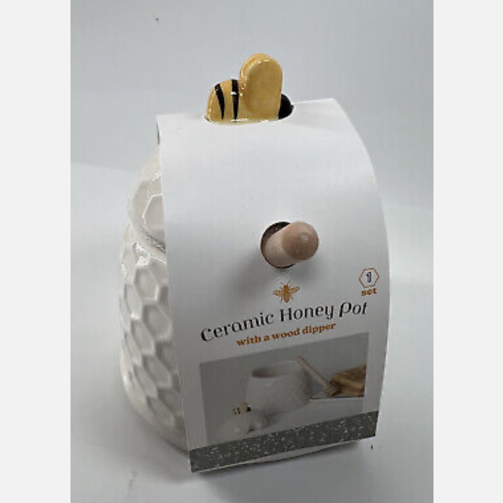 Ceramic Honey Pot with dipper